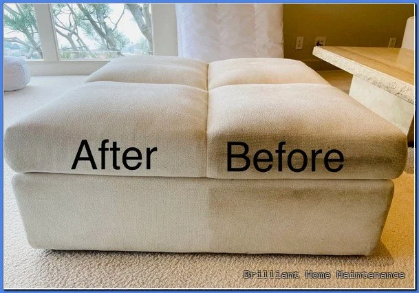 Ottoman cleaning before and after by Brilliant Home Maintenance